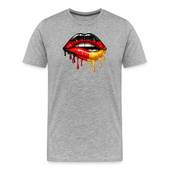 German Girl Deutschland Flagge Lippen Fußball - Männer Premium Bio T-Shirt - Grau meliert - Vorne - Damien (186cm)