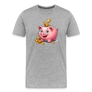 Sparschwein Glücksgold - Männer Premium Bio T-Shirt - Grau meliert - Vorne - Damien (186cm)