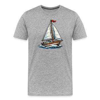 Segelboot auf wilden Wellen - Männer Premium Bio T-Shirt - Grau meliert - Vorne - Damien (186cm)