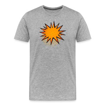 Halbton-Comic Starburst-Rand - Männer Premium Bio T-Shirt - Grau meliert - Vorne - Damien (186cm)