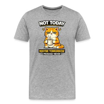 Nicht heute Katzenkaffee-Prokrastination - Männer Premium Bio T-Shirt - Grau meliert - Vorne - Damien (186cm)