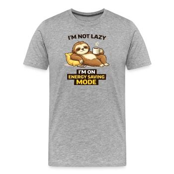 Sloth in Energy Saving Mode - Men's Premium Organic T-Shirt - heather grey - Front - Damien (186cm)