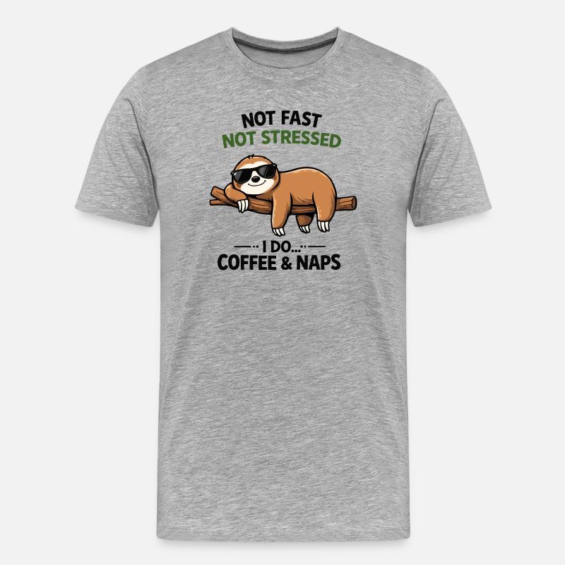 Chill Sloth Kaffee & Nickerchen - Männer Premium Bio T-Shirt - Grau meliert
