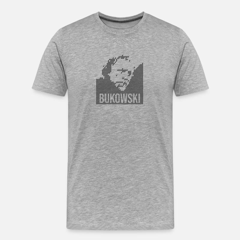 Charles Bukowski Porträtdesign - Männer Premium Bio T-Shirt - Grau meliert