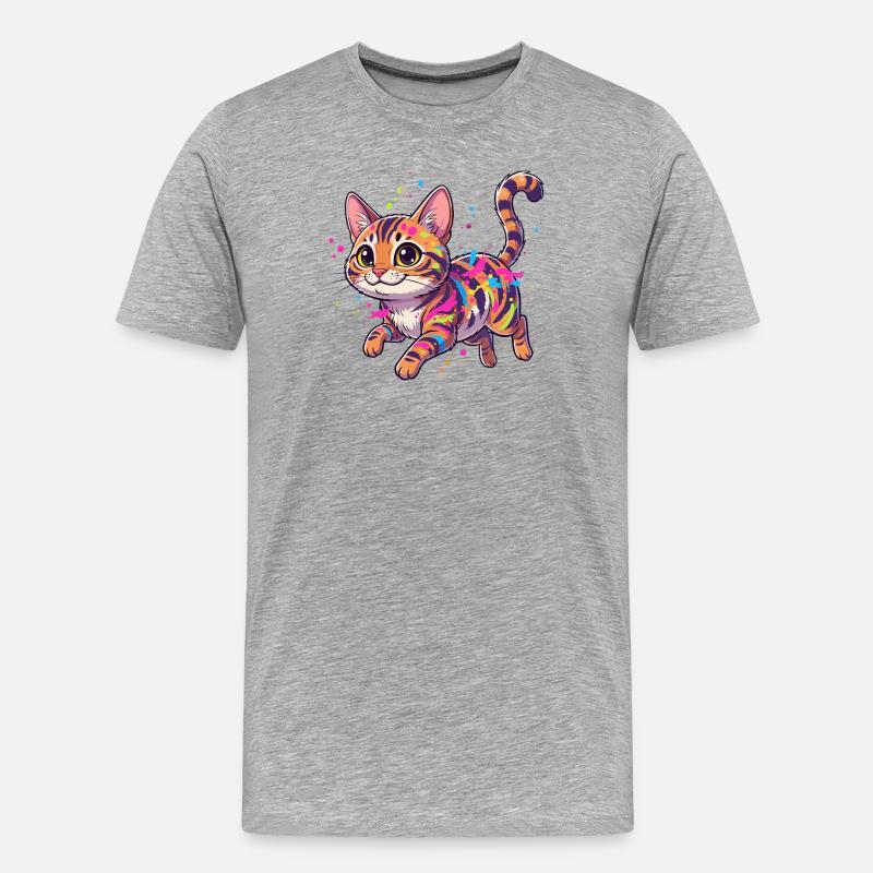 Bunte Katzen Splatterkunst - Männer Premium Bio T-Shirt - Grau meliert