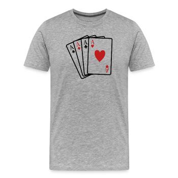 Cartes de poker - T-shirt bio Premium Homme - gris chiné - Devant - Damien (186cm)