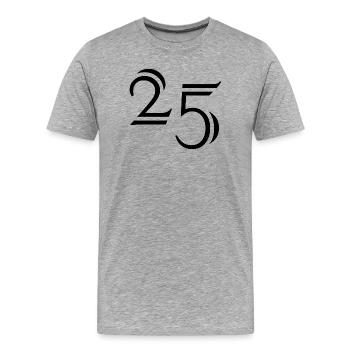 25. 25 ANS. 25e ANNIVERSAIRE. ANNIVERSAIRE 25 ANS. - T-shirt bio Premium Homme - gris chiné - Devant - Damien (186cm)