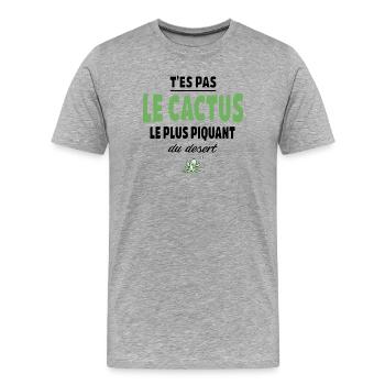 T’es pas le cactus le plus piquant du désert - T-shirt bio Premium Homme - gris chiné - Devant - Damien (186cm)