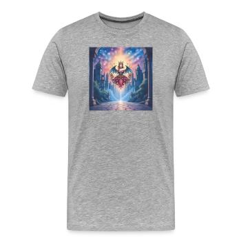Geflügelte Königin im Himmlischen Portal - Männer Premium Bio T-Shirt - Grau meliert - Vorne - Damien (186cm)