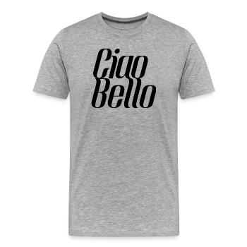 Ciao Bello Italien Spruch – Minimal Typo Design - Männer Premium Bio T-Shirt - Grau meliert - Vorne - Damien (186cm)