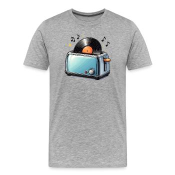 Vinyle dans le grille-pain – Motif musical drôle - T-shirt bio Premium Homme - gris chiné - Devant - Damien (186cm)