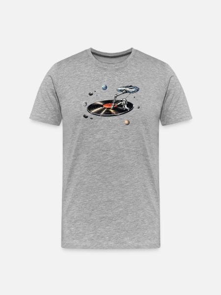 Astronaute comme une aiguille dans l’espace - T-shirt bio Premium Homme - gris chiné