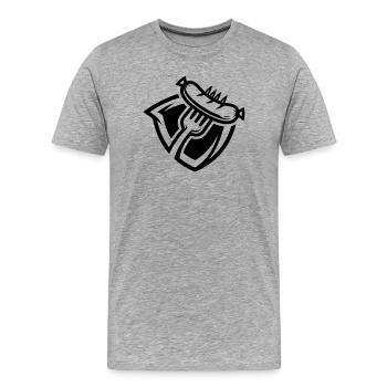 Wurst Gabel - Männer Premium Bio T-Shirt - Grau meliert - Vorne - Damien (186cm)