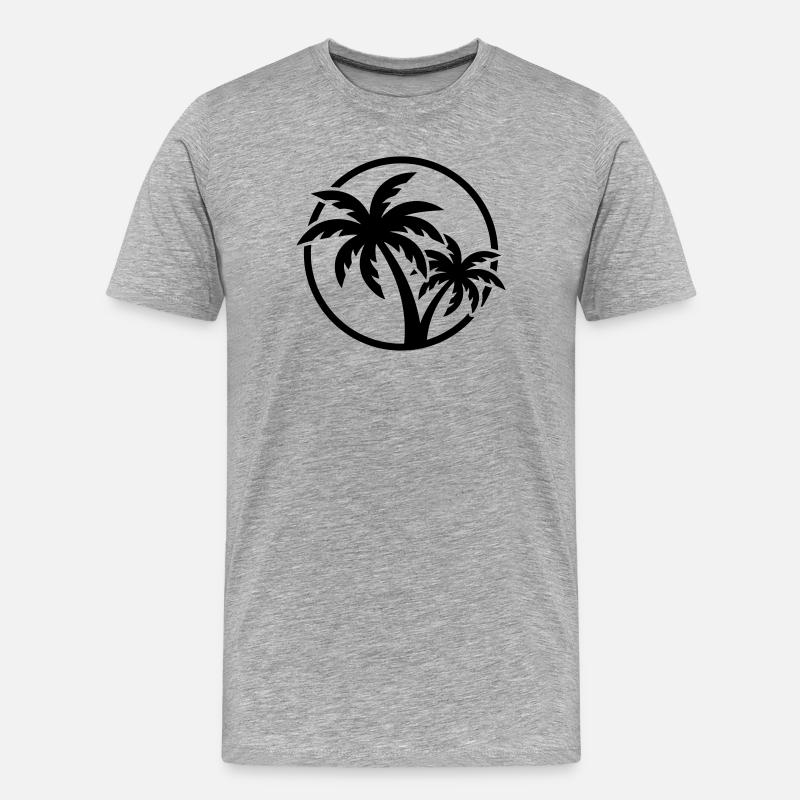 Plage symbole de Palm Tree - T-shirt bio Premium Homme - gris chiné