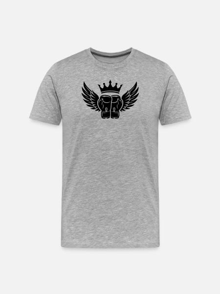 Boxhandschuhe Krone Symbol - Männer Premium Bio T-Shirt - Grau meliert