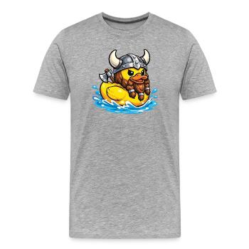 Rubber Duck Viking Duck Lover Norse Duckie - Men's Premium Organic T-Shirt - heather grey - Front - Damien (186cm)