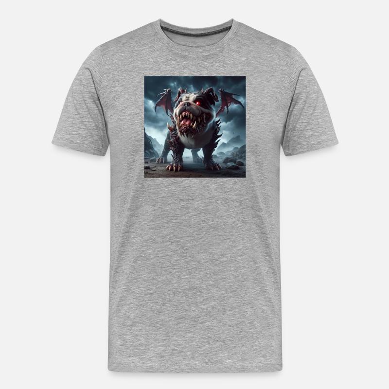 Rotäugiger Abgrundhund - Männer Premium Bio T-Shirt - Grau meliert