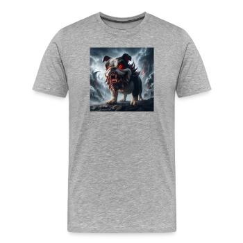 Dämonischer Bulldogge der Ruinen - Männer Premium Bio T-Shirt - Grau meliert - Vorne - Damien (186cm)