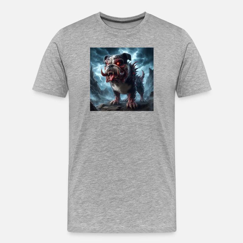 Infernalischer Dämonenhund - Männer Premium Bio T-Shirt - Grau meliert