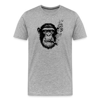 chimp smoking cigar - Men's Premium Organic T-Shirt - heather grey - Front - Damien (186cm)
