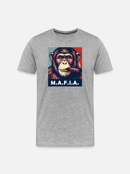 Pop Art Chimp with Cigar - Men's Premium Organic T-Shirt - heather grey