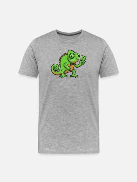 Chameleon Gentleman Peace Sign - Men's Premium Organic T-Shirt - heather grey