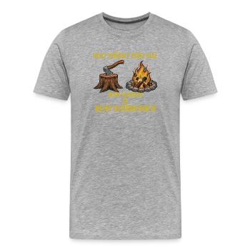 Holz: Machen & Brennen - Männer Premium Bio T-Shirt - Grau meliert - Vorne - Damien (186cm)