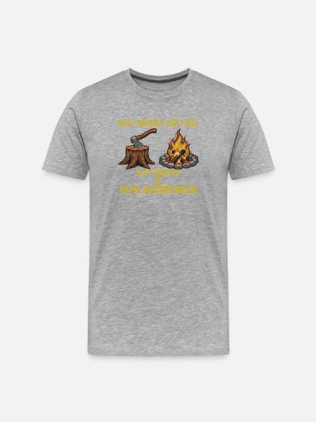 Holz: Machen & Brennen - Männer Premium Bio T-Shirt - Grau meliert