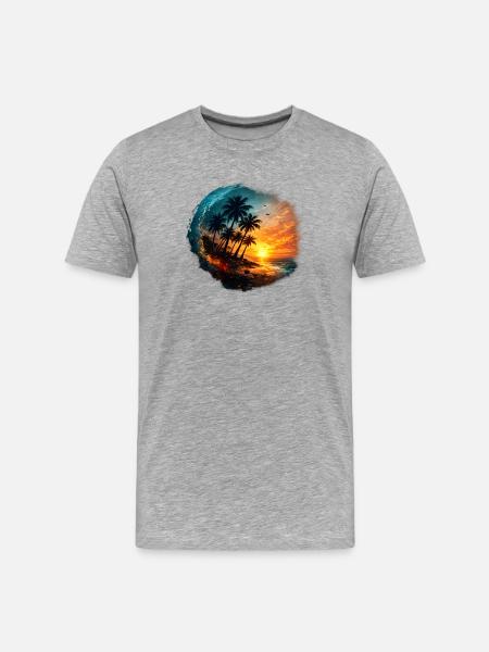Sunset Palm Beach - Men's Premium Organic T-Shirt - heather grey