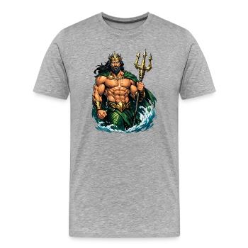 Le roi Poséidon avec le Trident - T-shirt bio Premium Homme - gris chiné - Devant - Damien (186cm)