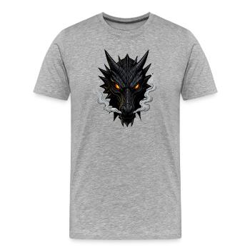 Dunkler Drachenkopf  - Männer Premium Bio T-Shirt - Grau meliert - Vorne - Damien (186cm)
