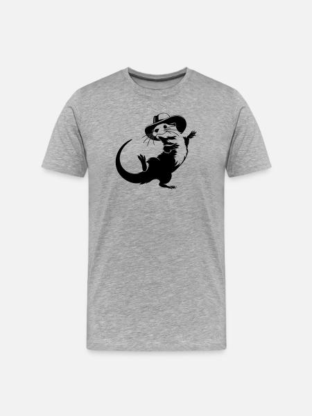 Funny Otter with Hat Cartoon Motif - Men's Premium Organic T-Shirt - heather grey