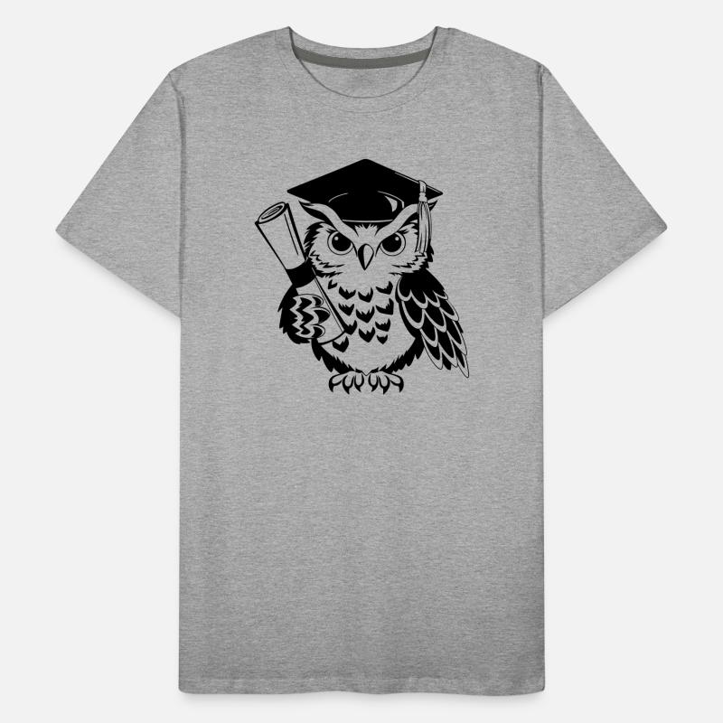 Schlaue Eule mit Doktorhut und Diplom Männer Premium Bio T-Shirt
