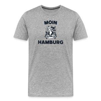 Moin Hamburg Vintage  - Männer Premium Bio T-Shirt - Grau meliert - Vorne - Damien (186cm)