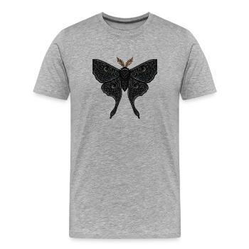 Mondmotte Nachtfalter Gothic Tattoo - Männer Premium Bio T-Shirt - Grau meliert - Vorne - Damien (186cm)