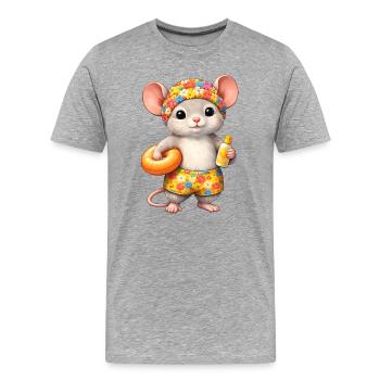 Süße Maus im Sommerurlaub  - Männer Premium Bio T-Shirt - Grau meliert - Vorne - Damien (186cm)