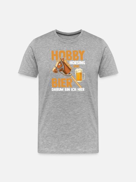 Bier Pferd Hobby Horsing - Männer Premium Bio T-Shirt - Grau meliert