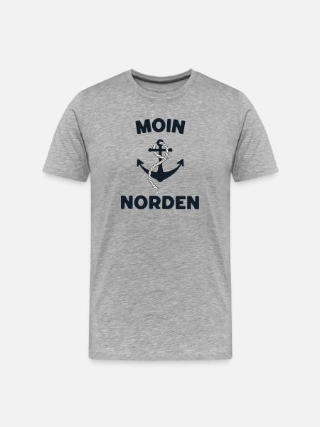 Moin Norden – Maritimes Anker-Design - Männer Premium Bio T-Shirt - Grau meliert