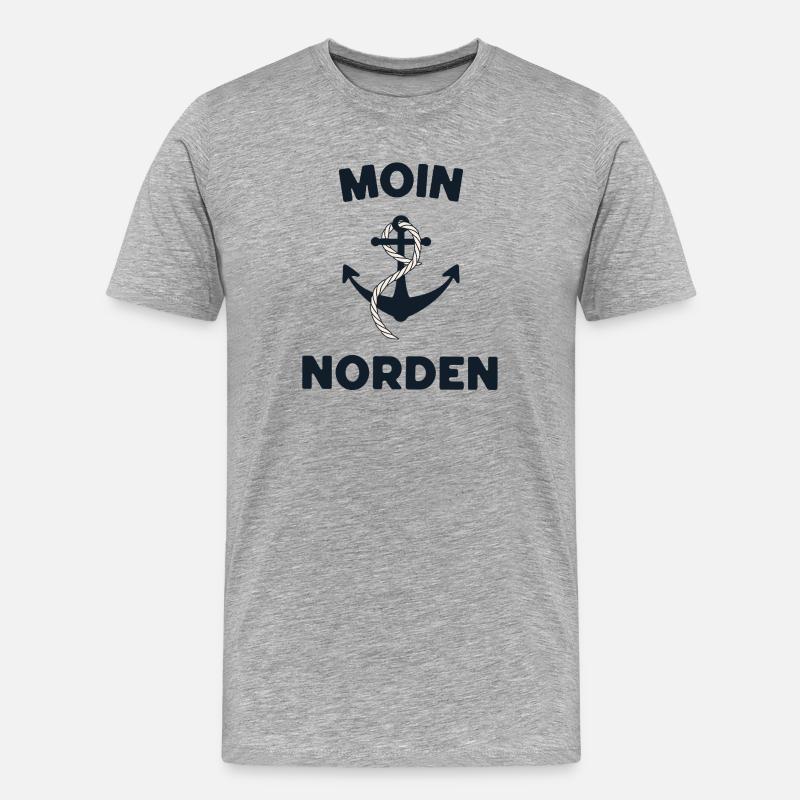Moin Norden – Maritimes Anker-Design - Männer Premium Bio T-Shirt - Grau meliert