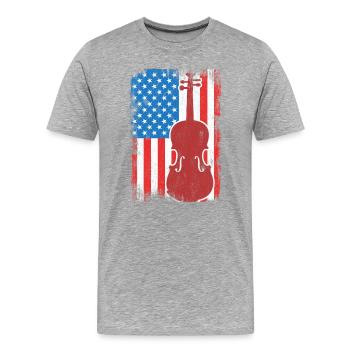 Patriotischer US Violinist - Männer Premium Bio T-Shirt - Grau meliert - Vorne - Damien (186cm)