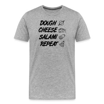 Pâte fromage Salami Répéter - T-shirt bio Premium Homme - gris chiné - Devant - Damien (186cm)
