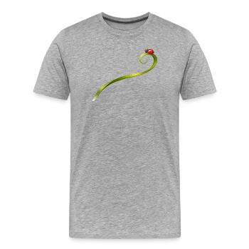 Marienkäfer auf geschwungenem Grashalm  - Männer Premium Bio T-Shirt - Grau meliert - Vorne - Damien (186cm)