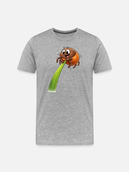 Funny Tick on Blade of Grass - Men's Premium Organic T-Shirt - heather grey