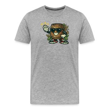 Mascotte de la bière avec lunettes de soleil - T-shirt bio Premium Homme - gris chiné - Devant - Damien (186cm)