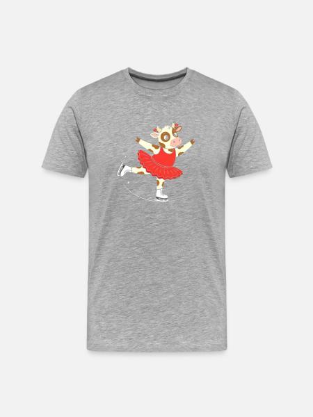 Vache en robe de ballet - T-shirt bio Premium Homme - gris chiné