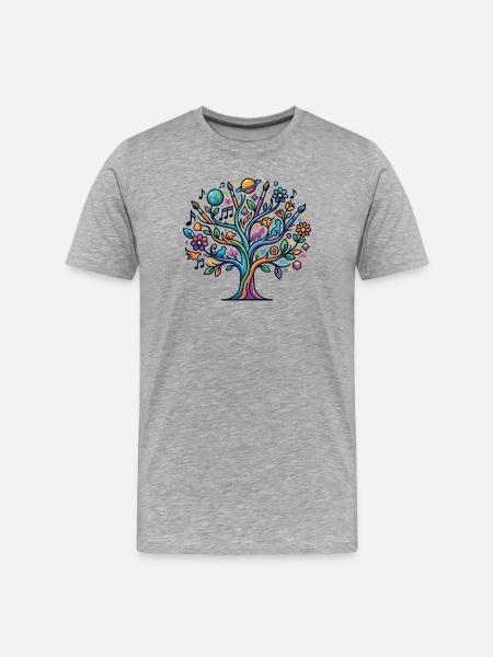 Colorful Tree of Life Music Art Nature Astro Hobbies - Men's Premium Organic T-Shirt - heather grey