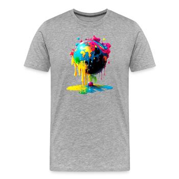 Globus - Erde - Weltkugel - Männer Premium Bio T-Shirt - Grau meliert - Vorne - Damien (186cm)