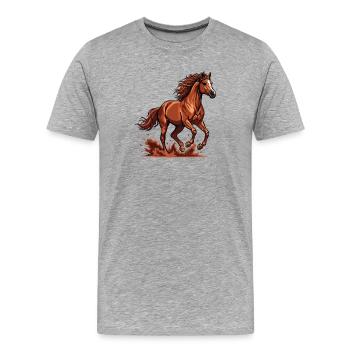 Arabian Chestnut Horse Gallop Equestrian Strength Energy - Men's Premium Organic T-Shirt - heather grey - Front - Damien (186cm)