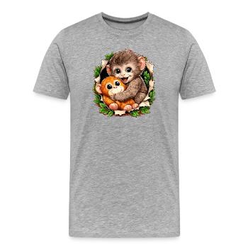 Baby Monkey Punch Viral Trend - Männer Premium Bio T-Shirt - Grau meliert - Vorne - Damien (186cm)