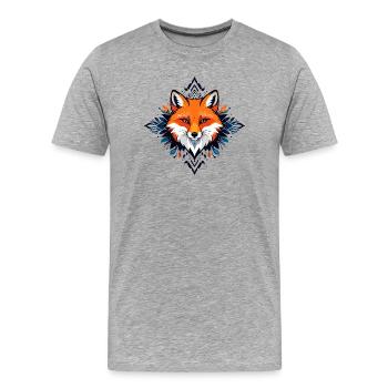 Orangener Rot Fuchs mit Blätterrahmen Ornamenten - Männer Premium Bio T-Shirt - Grau meliert - Vorne - Damien (186cm)
